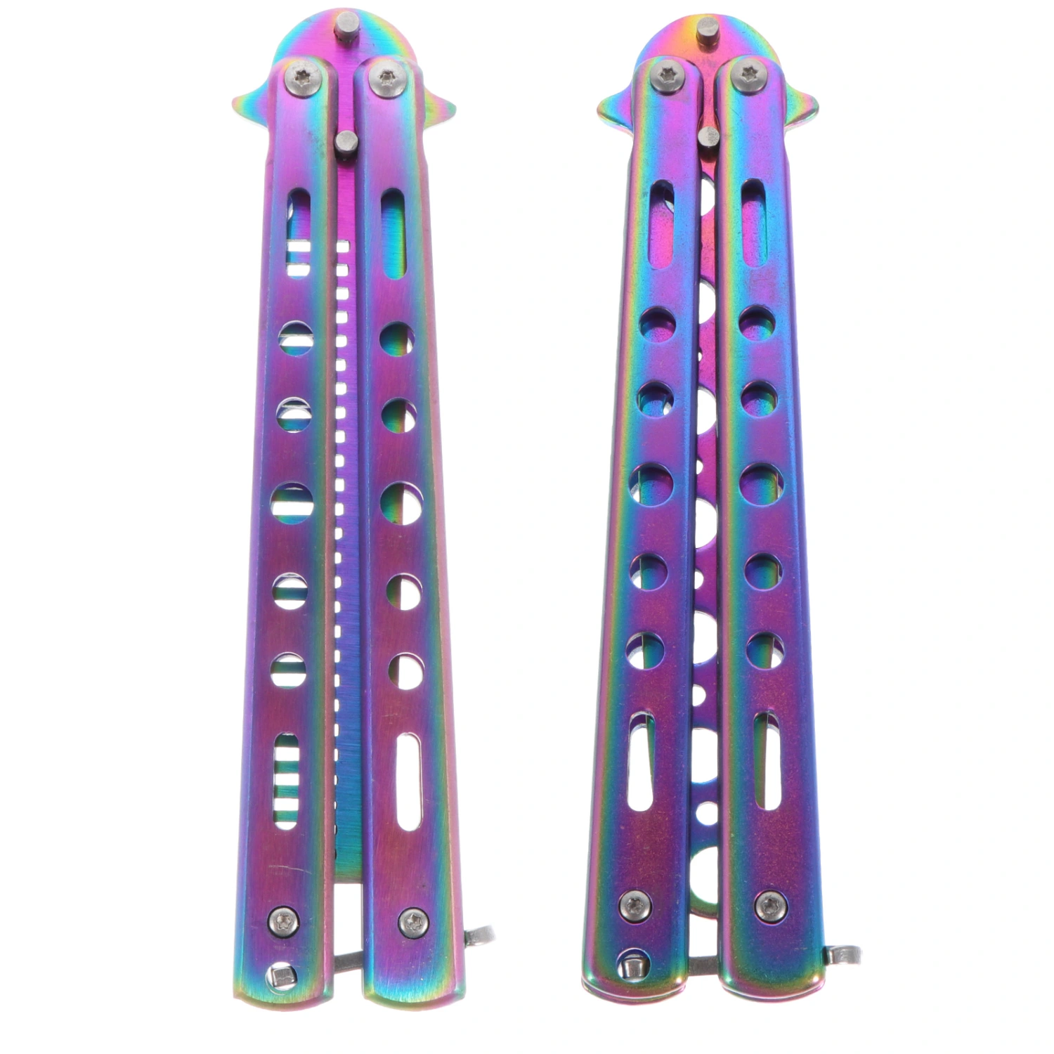 2Pcs Balisong Cutter and Balisong Comb Stainless Steel Training Cutter Folding Cutter