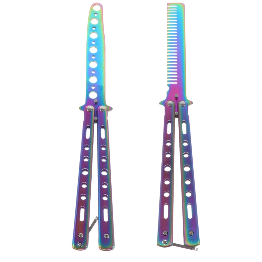 2Pcs Balisong Cutter and Balisong Comb Stainless Steel Training Cutter Folding Cutter