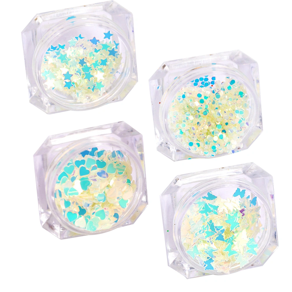 4 Boxes Manicure Sequin Decorations Luminous Sequins Nails Art Stickers