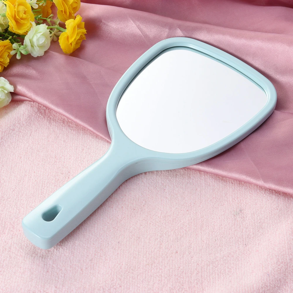 1pc Double Side Handheld Mirror Cosmetic Mirror Back 2X and 3X Magnification Round Mirror (Blue)