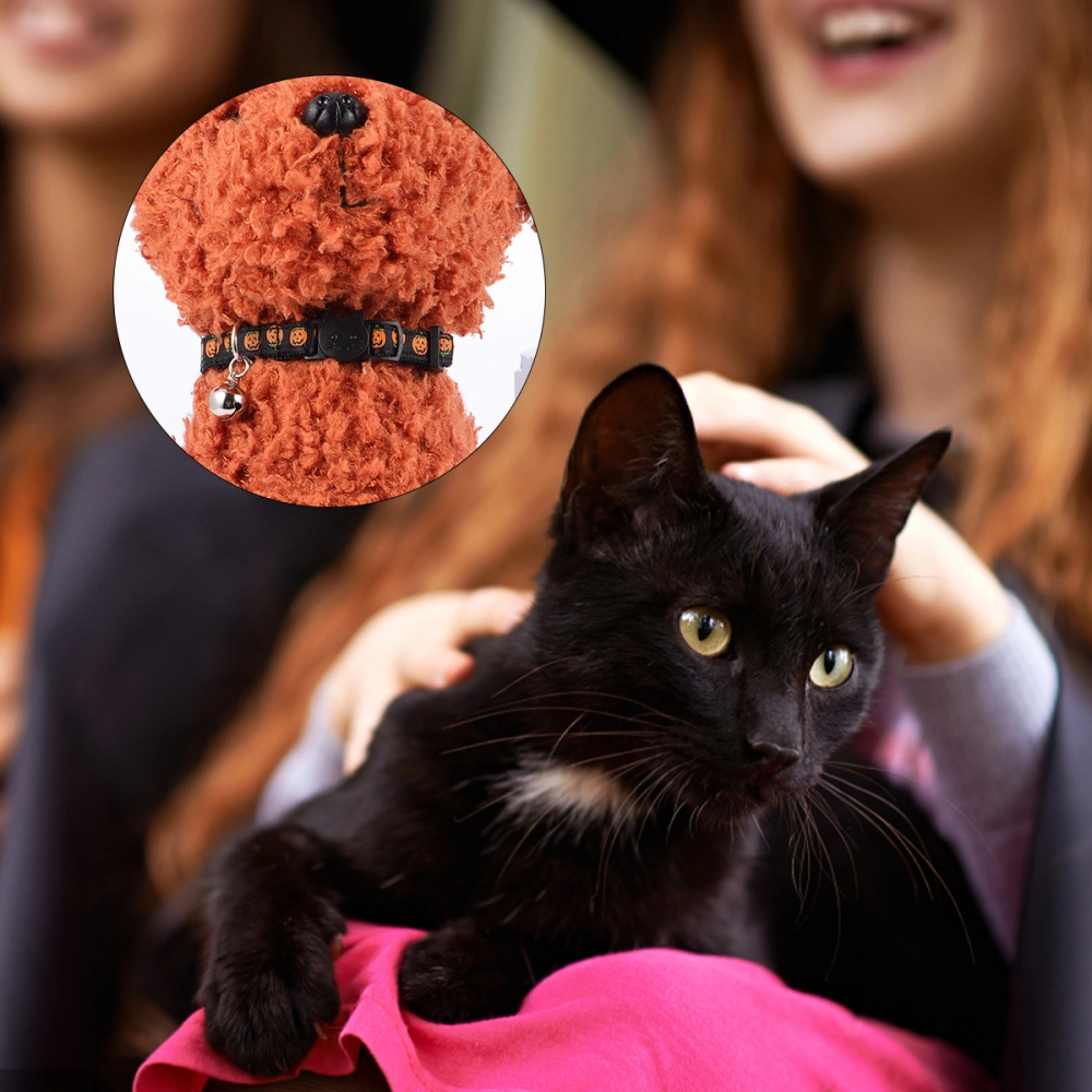 3pcs Cat Collar With Bell Neck Strap Halloween Adjustable Cat Collar