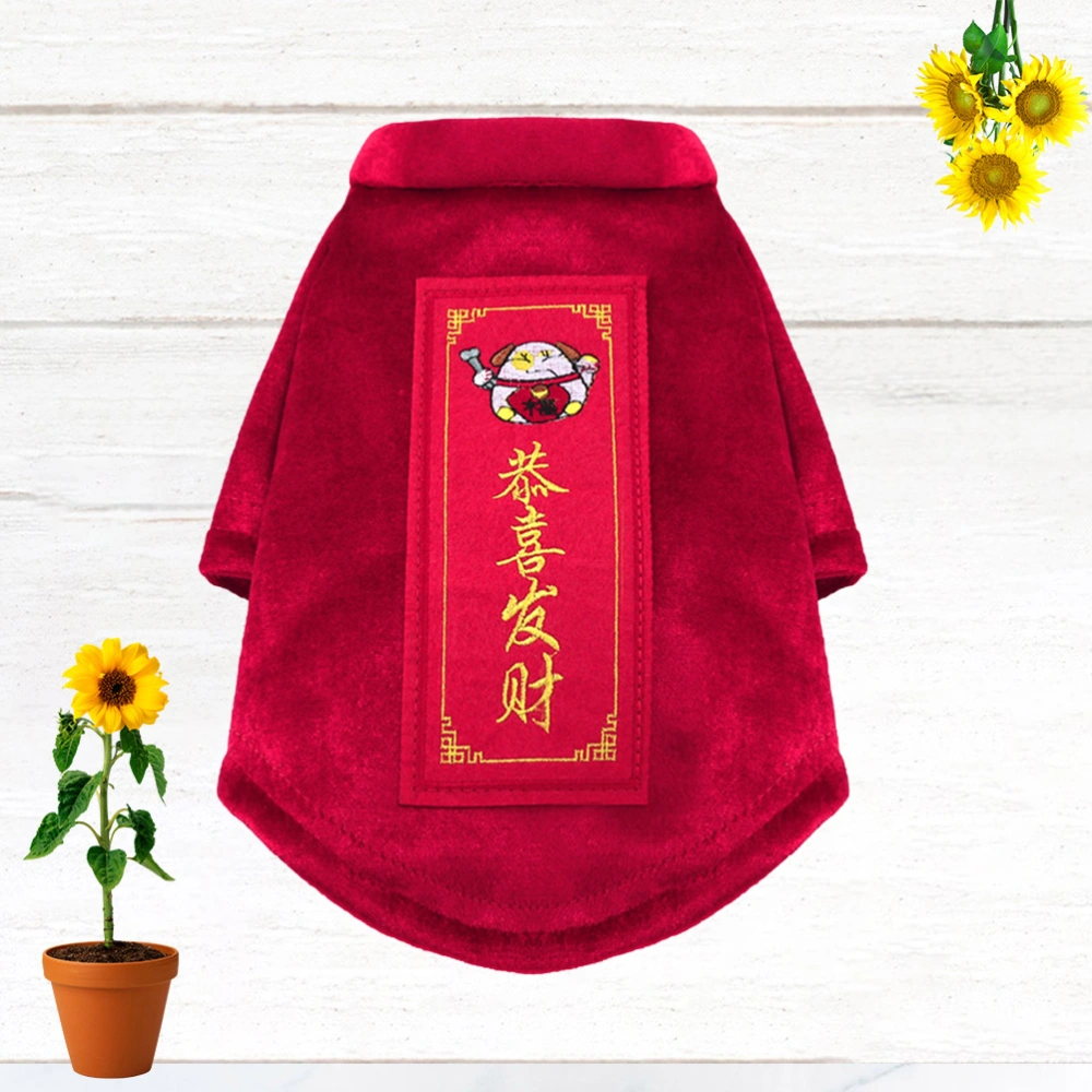 1PC Festive Dog Tang Suit Traditional Chinese Style Pet Clothes Puppy Costume for Home Outdoor New Year (Size XL)