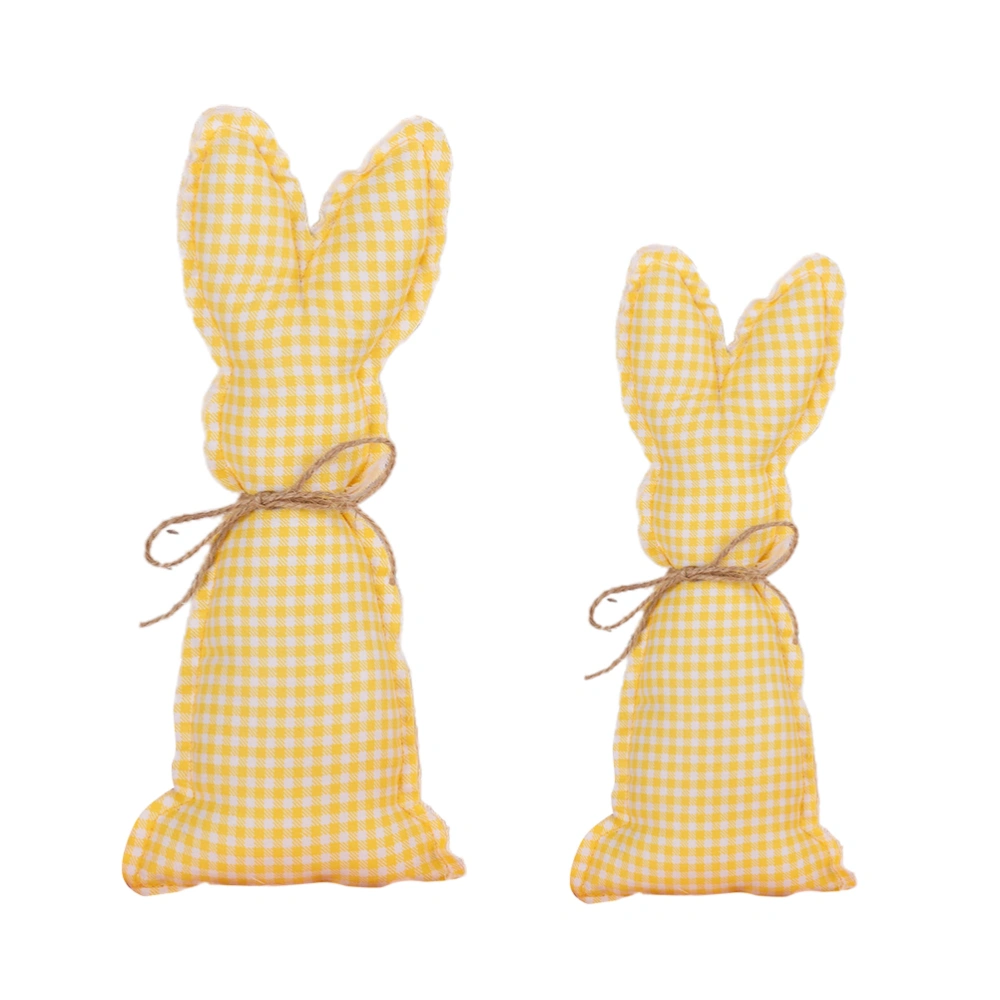 2pcs Easter Rabbit Ornament Household Desktop Decor Cotton Rabbit Craft(Yellow)