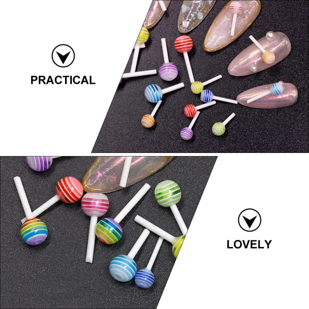 100Pcs Rainbow Lollipop Nail Art Accessories Nail Art DIY Decor Accessories