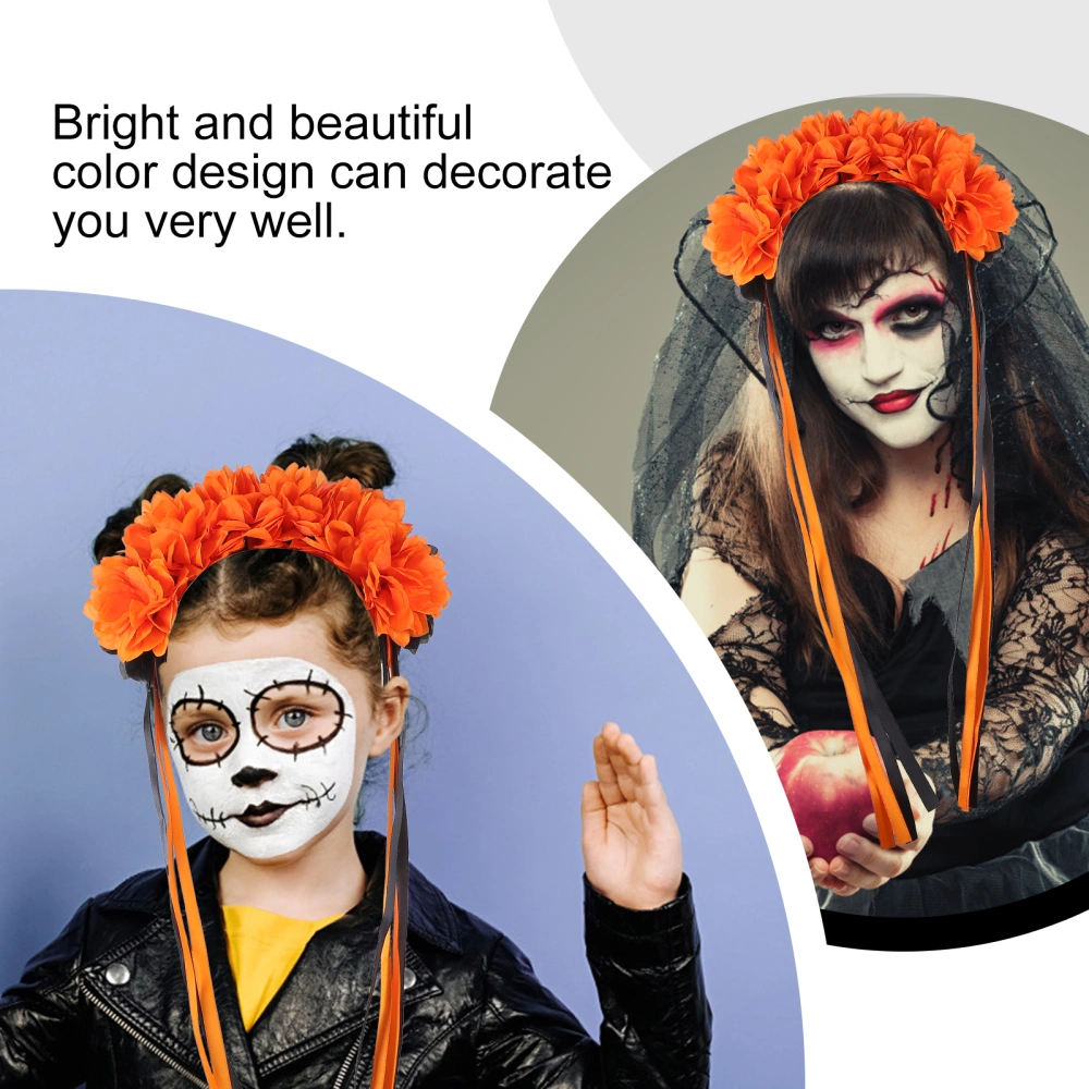 Halloween Wreath Headband Bright Flower Wreath Hair Decor Halloween Crown