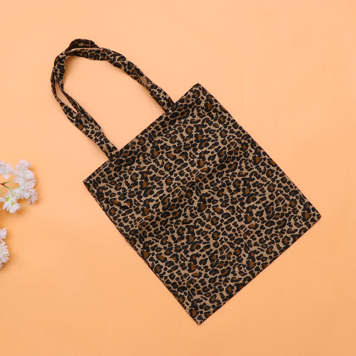 Women Canvas Bag Leopard Printing Shoulder Bag Casual Large Student Bag Everyday Shopping Bag Tote Vintage Handbag