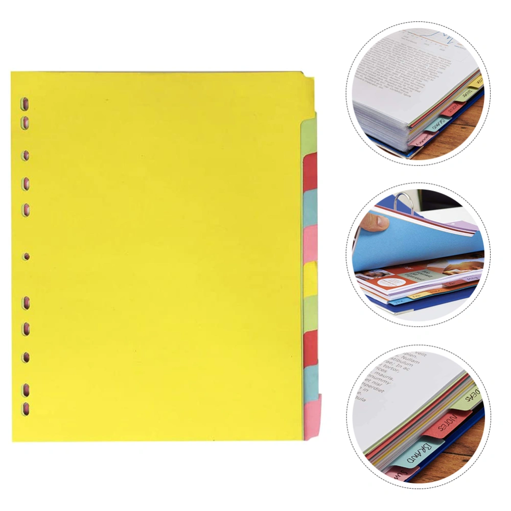 12Pcs Colored Tab Dividers A4 Index Classified Labels 11 Holes Binder Dividers