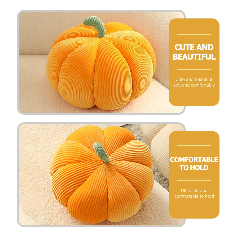 Fluffy Stuffed Pumpkin Throw Pillow Halloween Plush Pumpkin Decorative Sofa Cushion