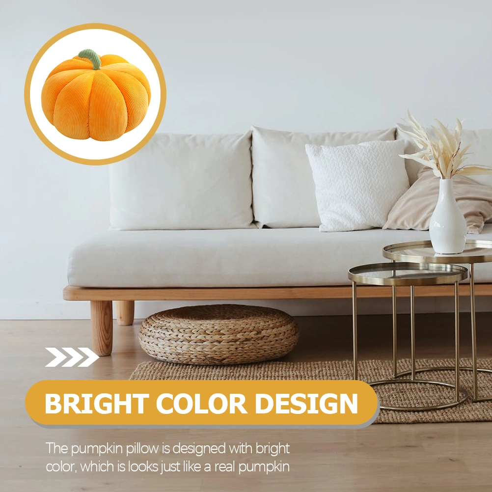 Fluffy Stuffed Pumpkin Throw Pillow Halloween Plush Pumpkin Decorative Sofa Cushion