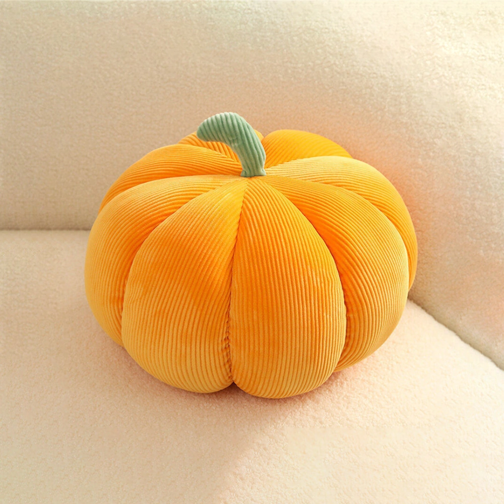 Fluffy Stuffed Pumpkin Throw Pillow Halloween Plush Pumpkin Decorative Sofa Cushion