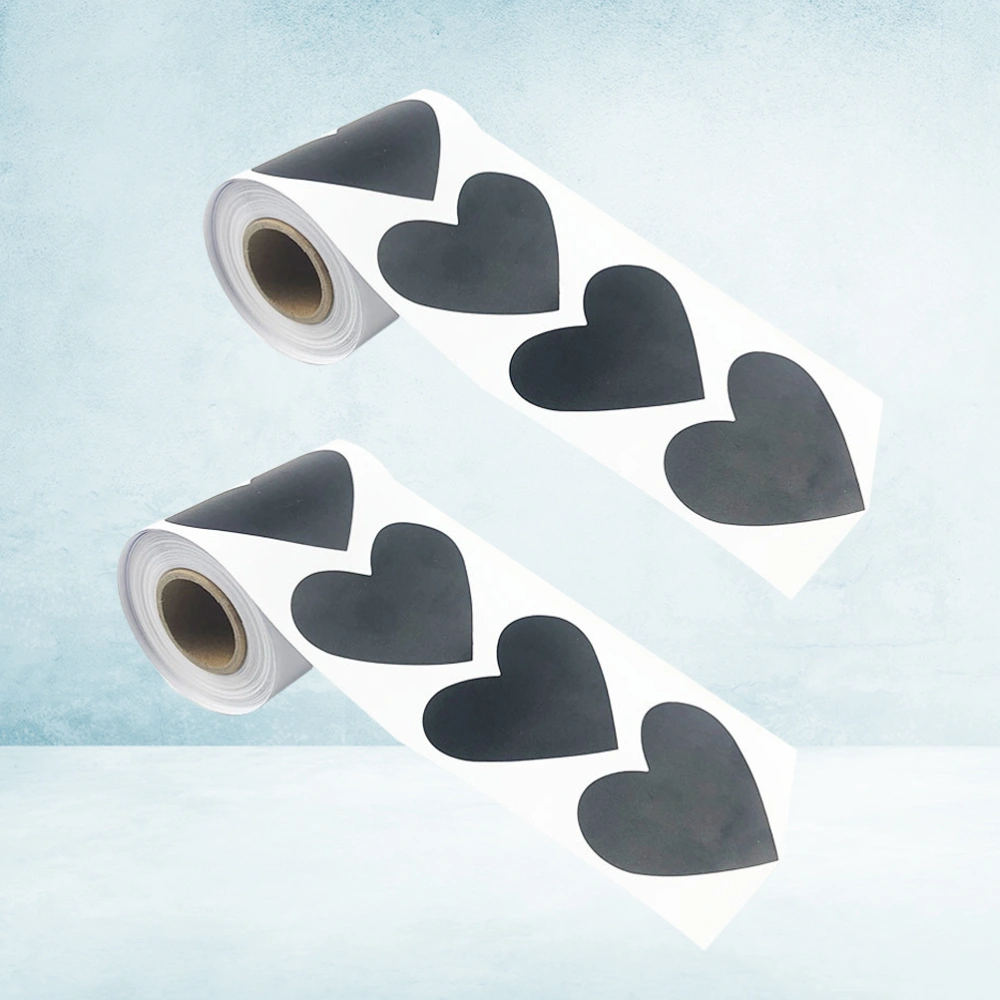 2 Rolls of Black Heart Shaped Stickers Lovely Adhesive Sticker Seal Supplies for Kids Party Favors Creative Reward Gift