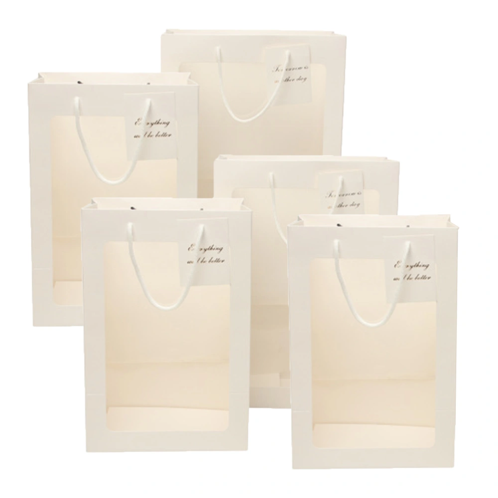 5pcs Portable Flower Paper Bag Handheld Transparent Window Gift Package Containers