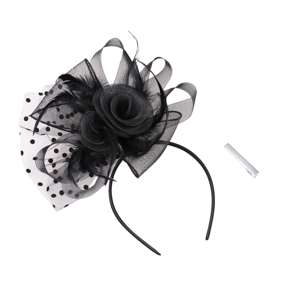 Veil Hair Hoops Rose Flower Shaped Hair Band Women Party Headdress Creative Headwear Black