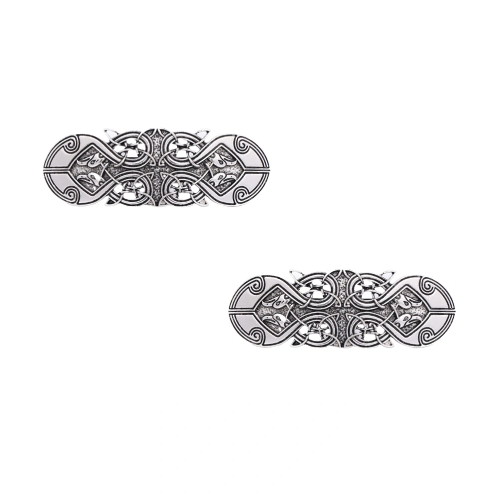 2Pcs Vintage Hair Clips Alloy Hair Spring Clips Women Headdress Stage Headwear Silver