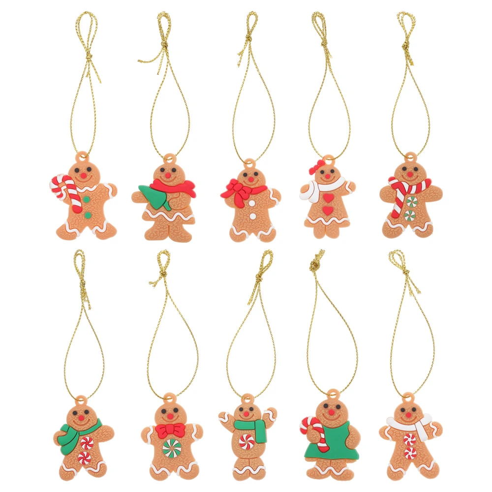 20pcs Gingerbread Man Pendant Charms Cartoon Christmas Pendants Christmas Decor