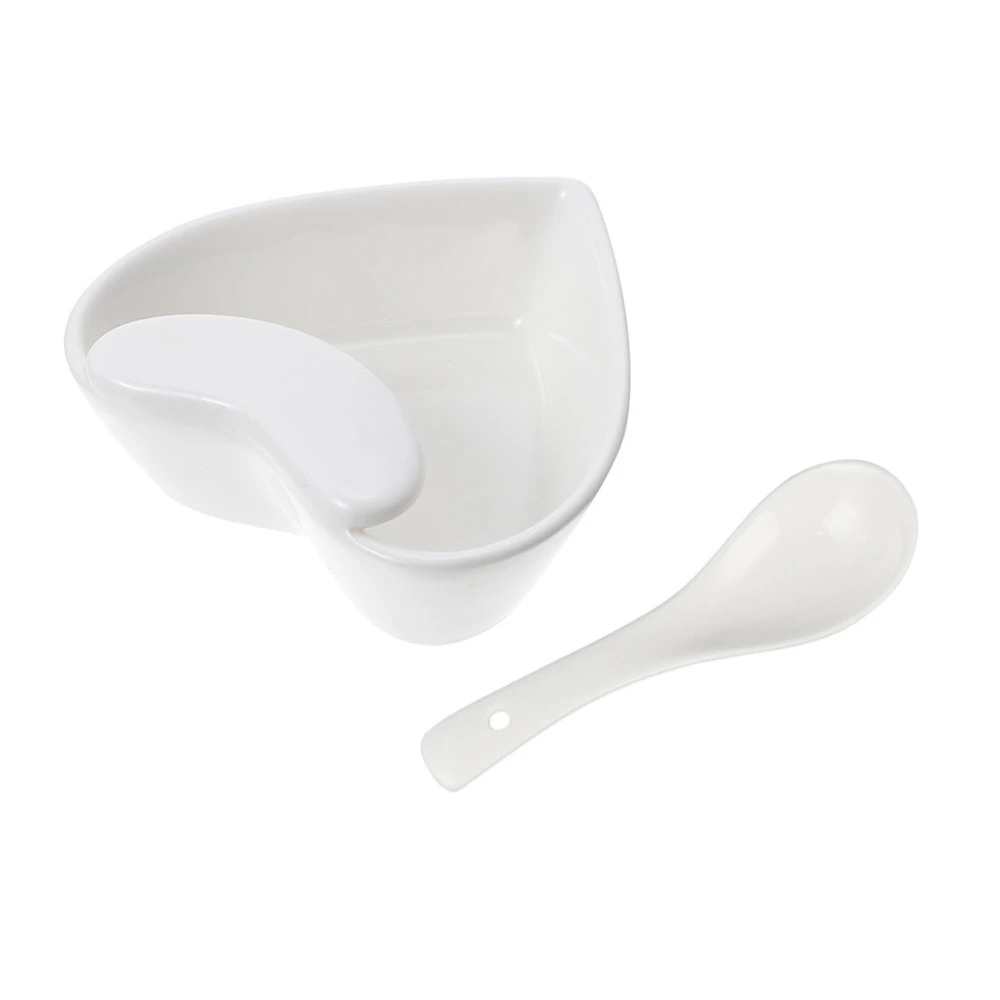 1 Set of Ceramic Spoon Holder Soup Spoon Supporting Stand with Spoon (White)