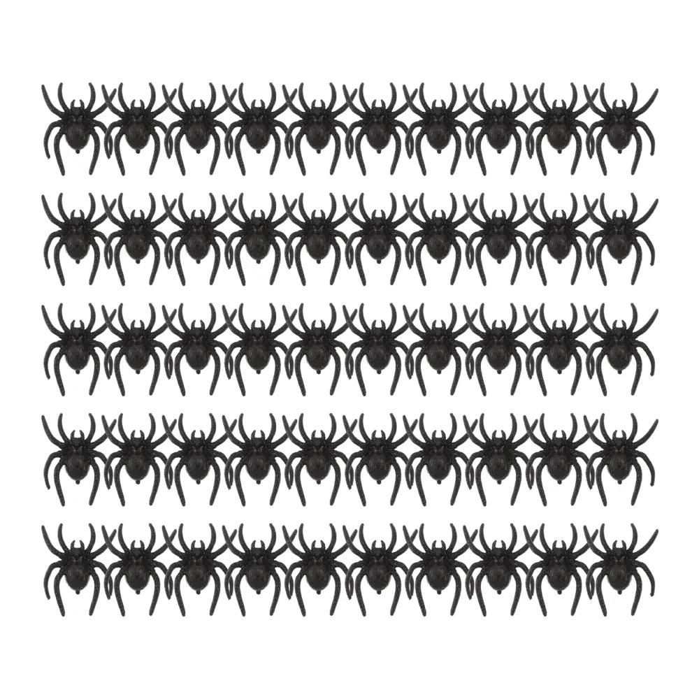 50pcs Plastic Spider Props April Fools' Day Halloween Spider Prank Props