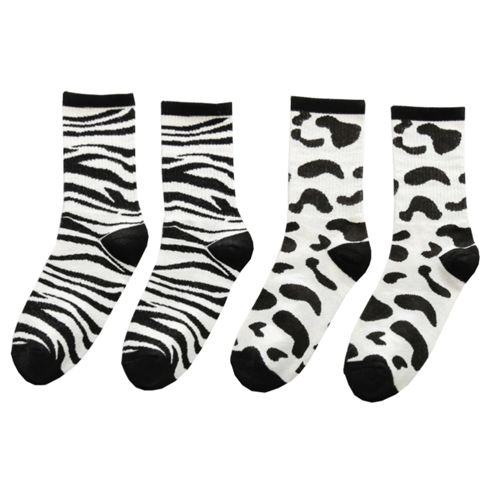 2 Pairs Hip-hop Mid-calf Length Socks Stylish Outdoor Women and Men Stockings