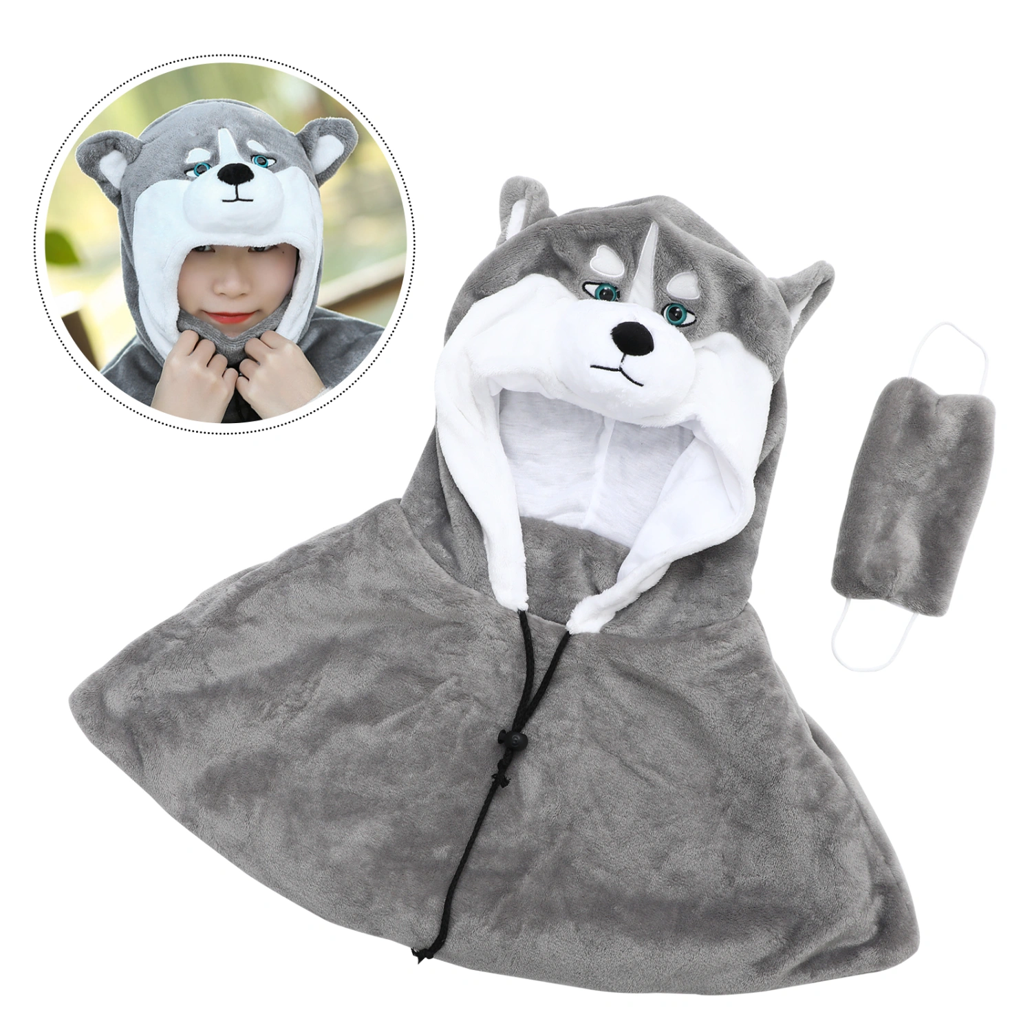 1pc Adorable Baby Hooded Cape Plush Winter Toddler Hooded Outwear Cape Coat