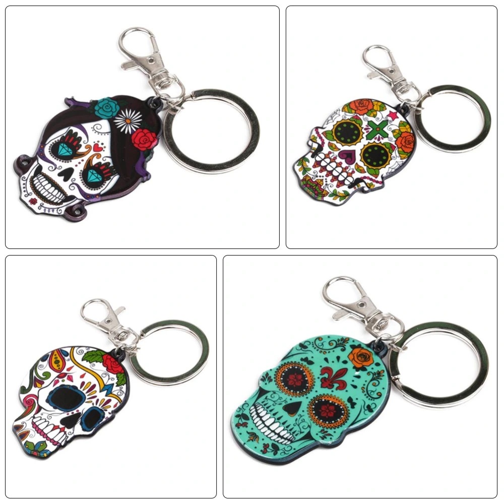 2pcs Fashion Acrylic Skull Key Chain Creative Keychain Halloween Skull Keyring