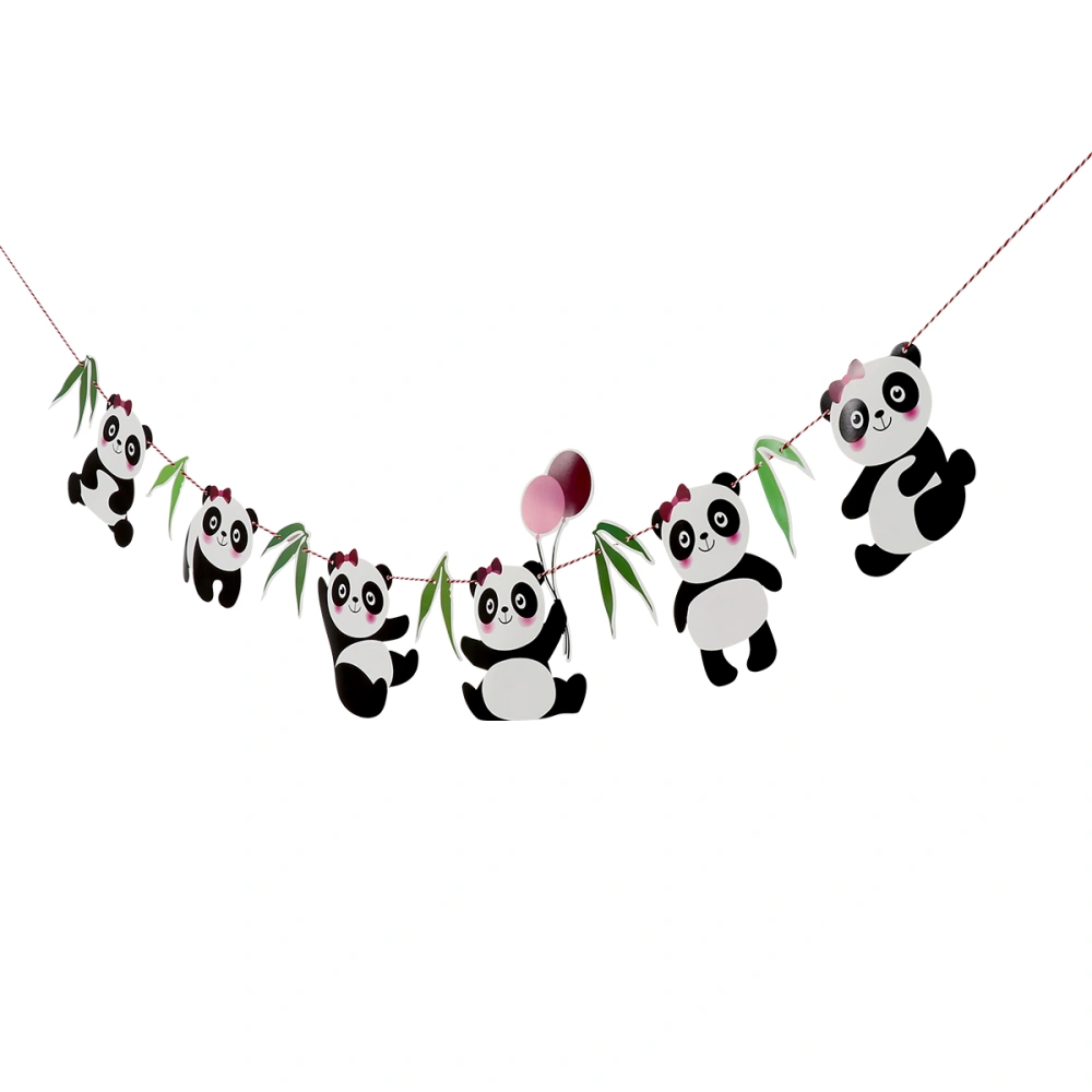 1pc  Giant Panda Birthday Party Decorated Banners Pull Flags (Black White)