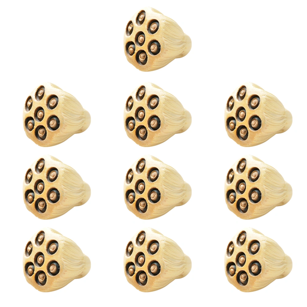 10pcs Manual Carving Lotus Root Shape Pendant Charms Wooden Hangings DIY Jewelry Making Accessories