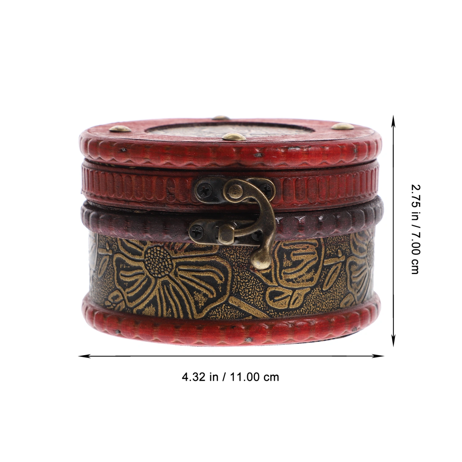 Round Jewelry Box Wooden Trinket Box Jewelry Case Retro Sundries Organizer