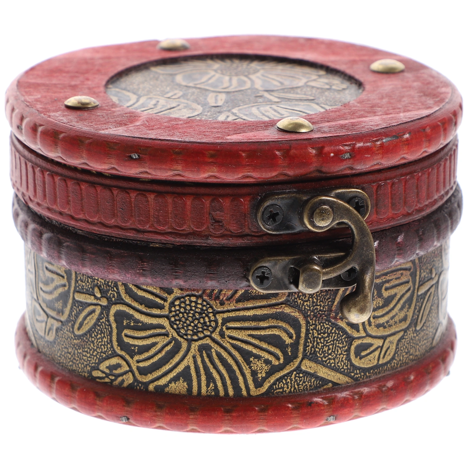 Round Jewelry Box Wooden Trinket Box Jewelry Case Retro Sundries Organizer