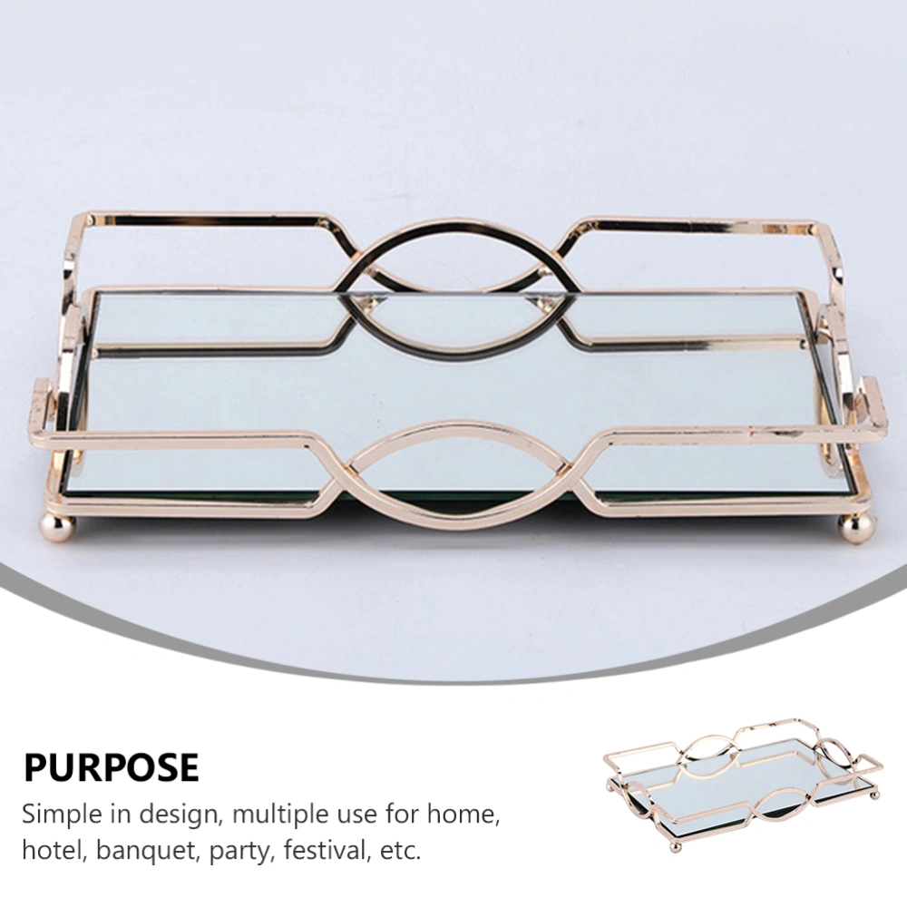 1pc Exquisite Mirror Design Storage Tray Cosmetics Storage Tray Organizer Tray