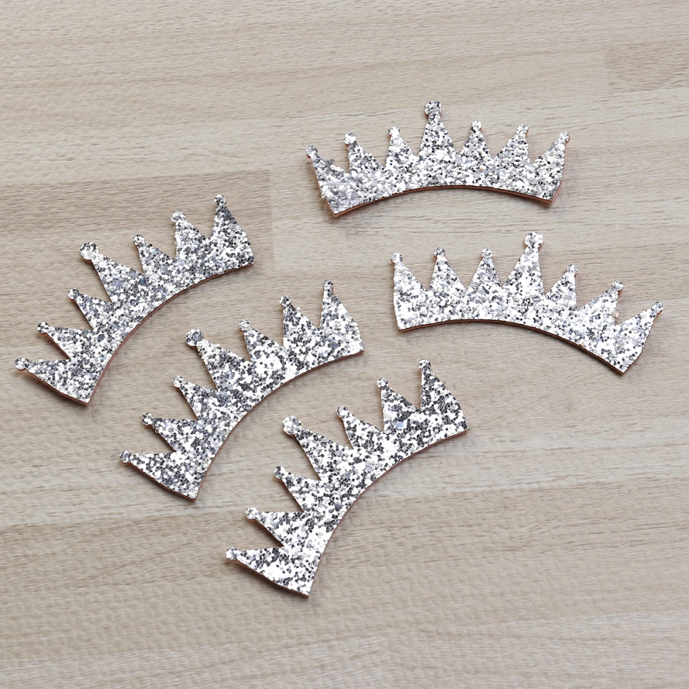 5pcs DIY Handmade Sequin Glitter Hair Clips Crown Hairpins Hairgrips Party Gifts Girl Barrette Hair Accessories(Silver)