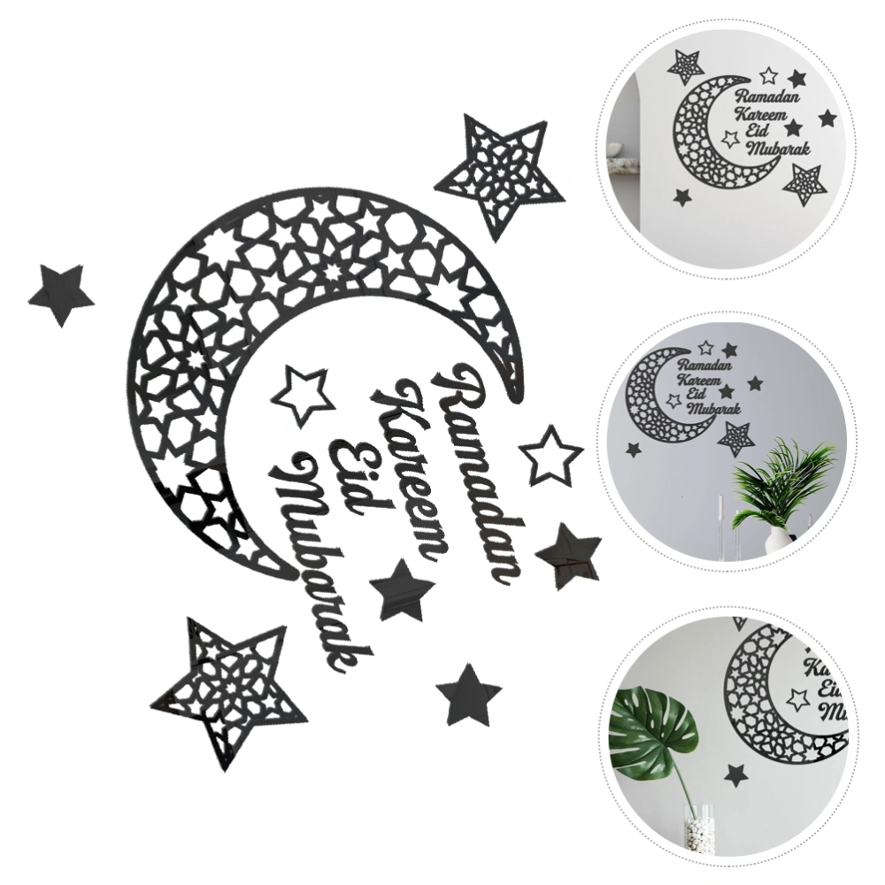 1 Set Eid Festival Mirror Decals Moon Room Wall Decals for Home Decoration