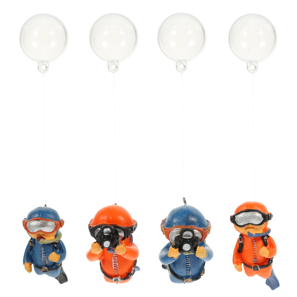 4Pcs Adorable Floating Divers Cartoon Diver Figures Decorative Aquarium Ornaments