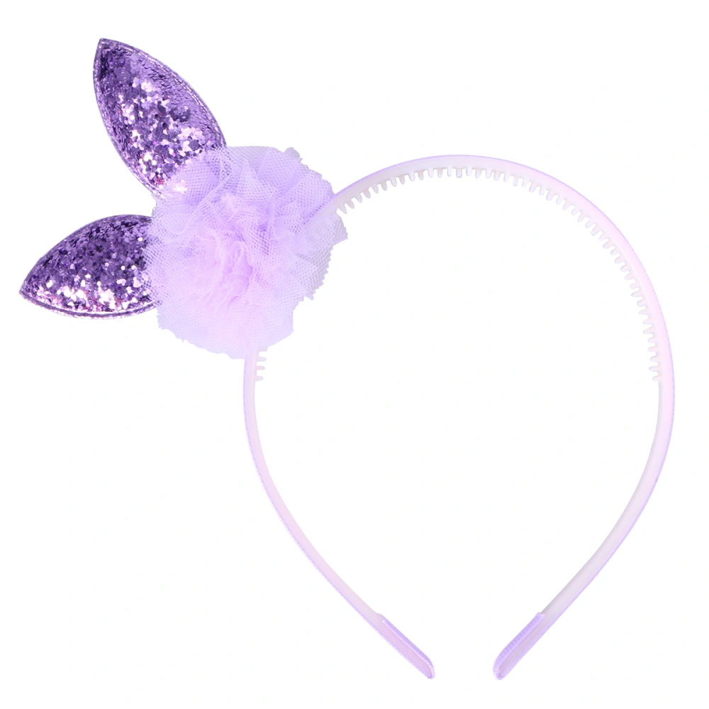 Baby Kids Girls Shiny Sequins Plush Easter Bunny Rabbit Ears Headband Hair Band Christmas Easter Cosplay Costume Accessories Party Favors (Purple)