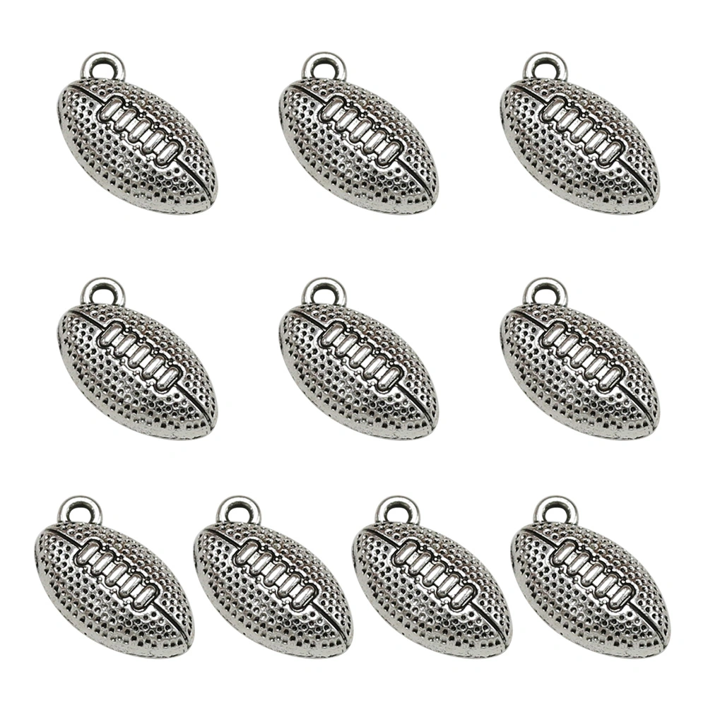 10PCS American Football Charms Alloy Pendants Charms DIY Jewelry Making Accessory for Necklace Bracelet (Antique Silver)