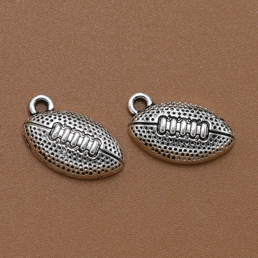 10PCS American Football Charms Alloy Pendants Charms DIY Jewelry Making Accessory for Necklace Bracelet (Antique Silver)