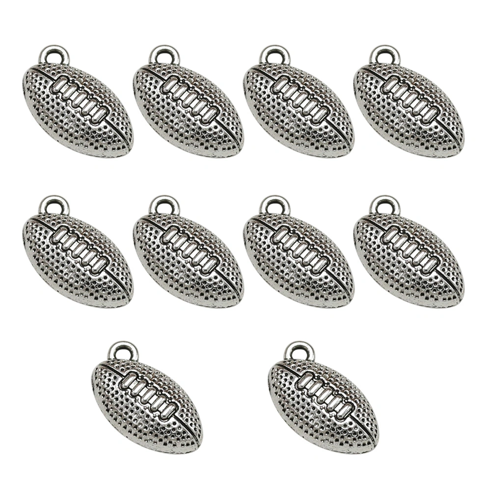 10PCS American Football Charms Alloy Pendants Charms DIY Jewelry Making Accessory for Necklace Bracelet (Antique Silver)