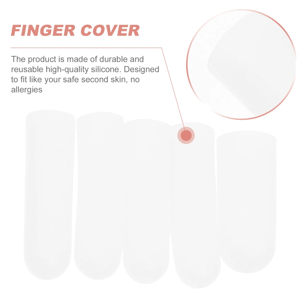 5pcs Silica Gel Anti-drying And Cracking Moisturizing Finger Protectors (White）