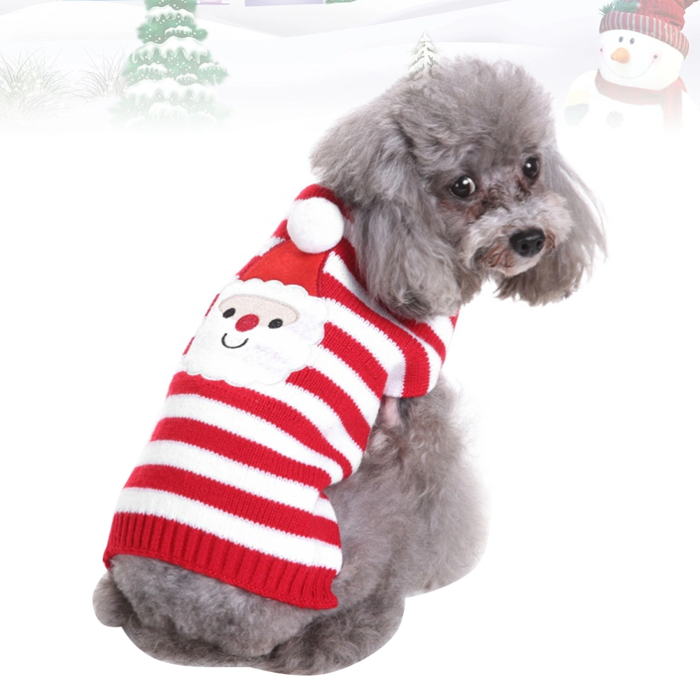 Christmas Pet Sweater Festive Puppy Clothes Santa Claus Printed Turtleneck Sweater Small Dog Winter Coat (Size S)