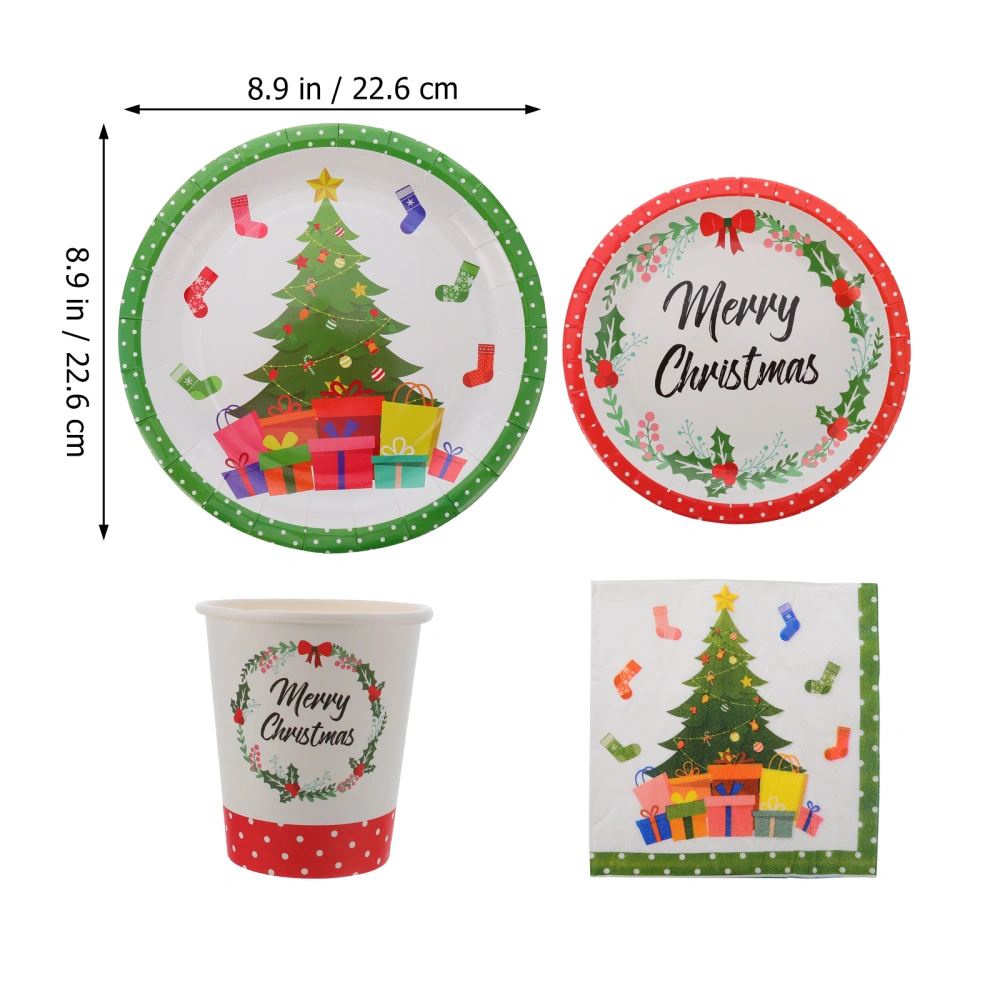 44pcs Christmas Disposable Service Napkin Paper Cup Festival Party Supplies