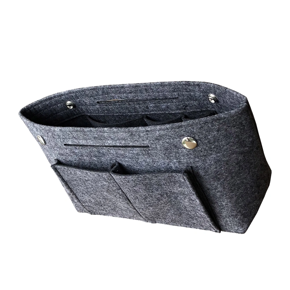 1PC Multifunctional Felt Storage Bag Handbag Inner Pouch Insert Bag Cosmetics Bag - Size L (Grey)