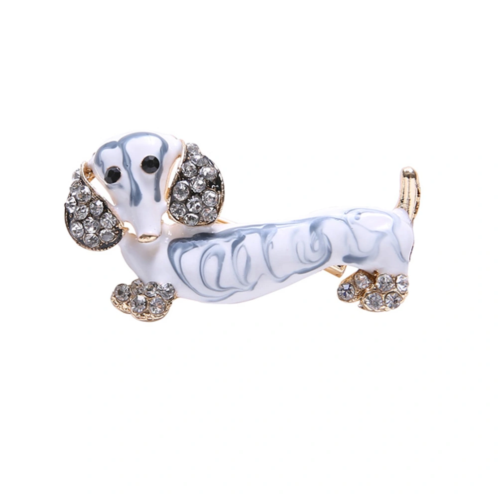 BZ807 Dachshund Fashion Diamond Brooch Oil Drip Animal Dachshund Dog Shape Alloy Halloween Decor for Gift (Golden)