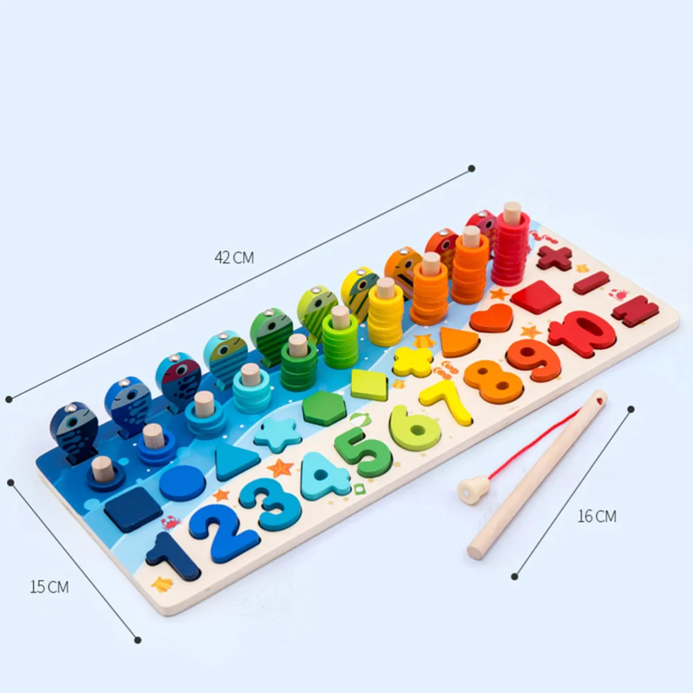 1 Set 650g Ocean Design Intelligence Number Logarithmic Board Creative Digital Shape Building Blocks Intelligence Toys Puzzles Board for Baby Kids