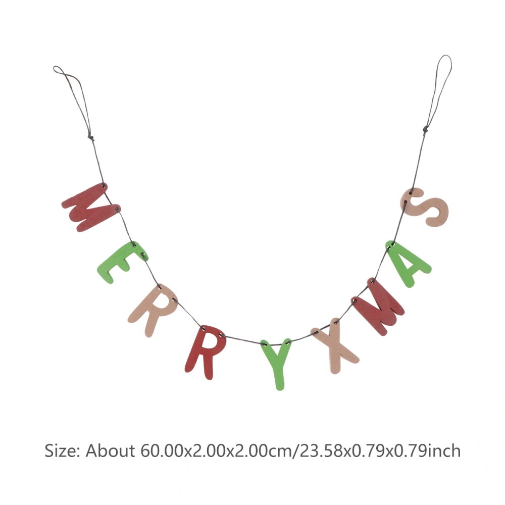 1PC Christmas Tree Decorative Pendant Wooden Letters Hanging String Decoration