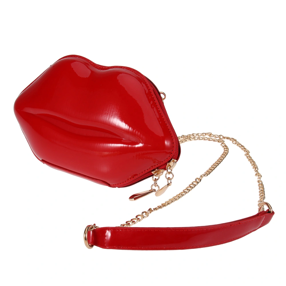 Fashion Women Mini Lips Shaped Handbags Girls Casual Chain Messenger Crossbody Purse Shoulder Bag (Red)