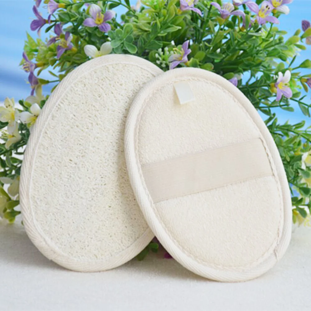 2pcs Exfoliating Natural Loofah Sponge Pads Bath Towel Scrubber Tool for Women Men