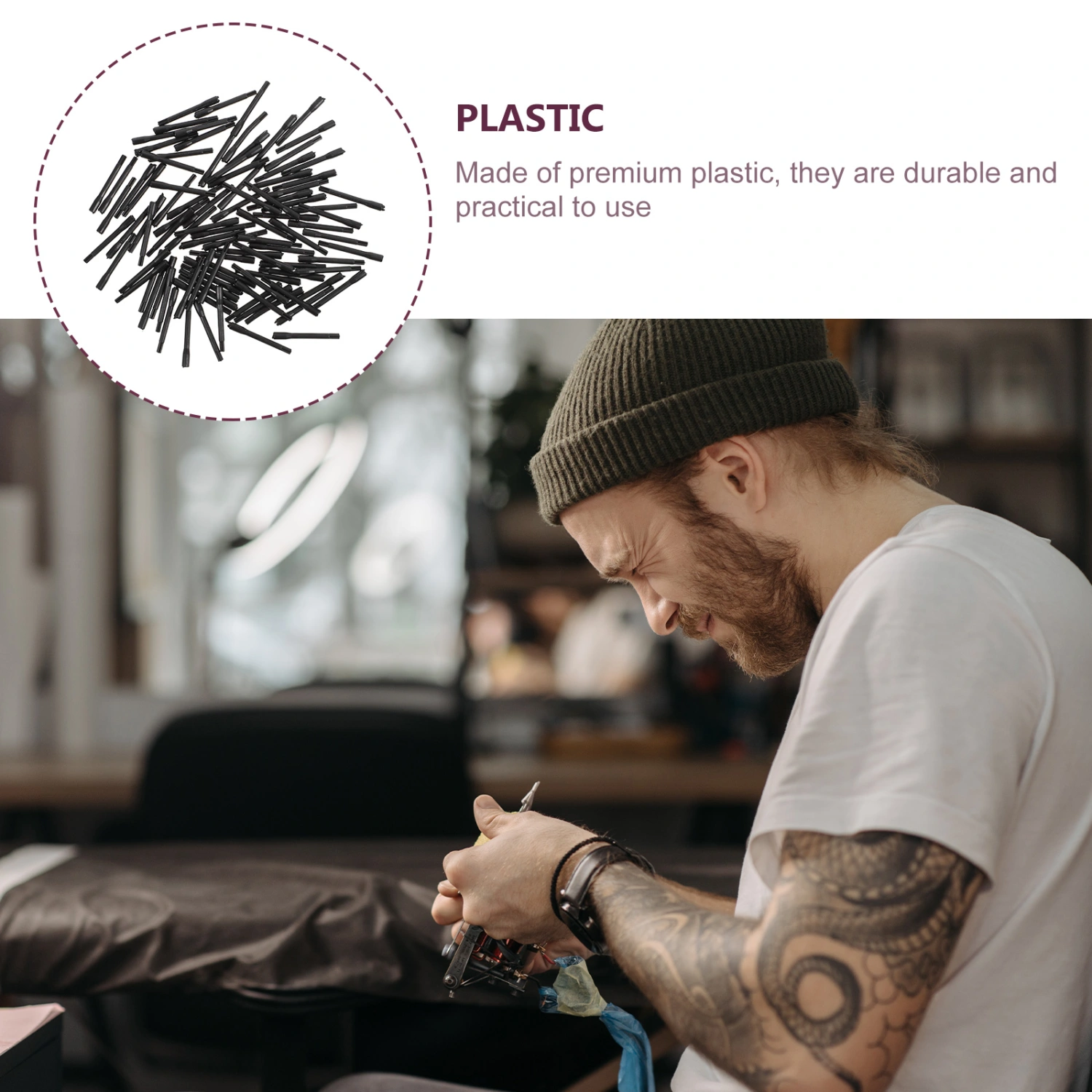 100Pcs Disposable Tattooing Ink Stirring Sticks Plastic Pigment Agitators Black