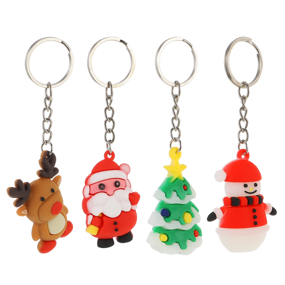 8pcs Creative Cartoon Keyring PVC Christmas Small Bell Keychain (Assorted Color)