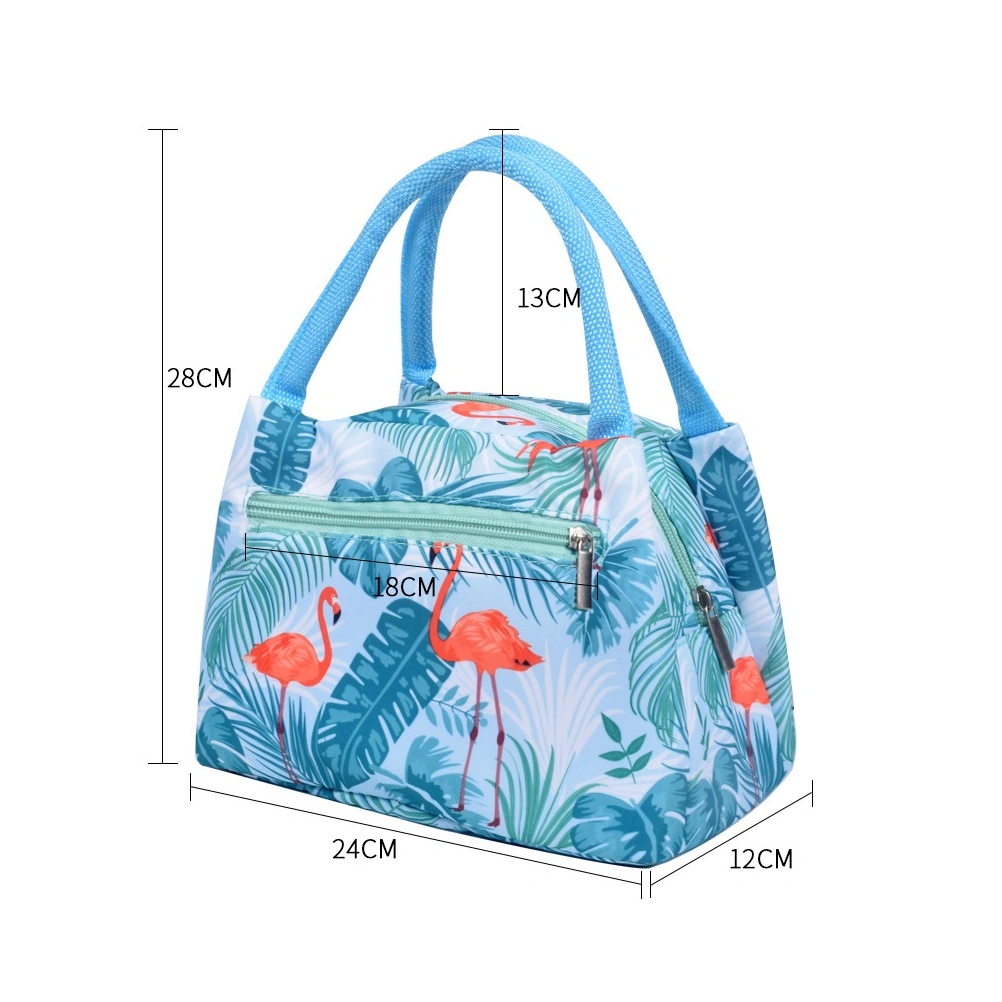 1PC Waterproof Lunch Tote Bag Insulated Lunch Bag Lunch Box Handbag Cooler Bag for Outdoor Camping Picnic (Flamingo)