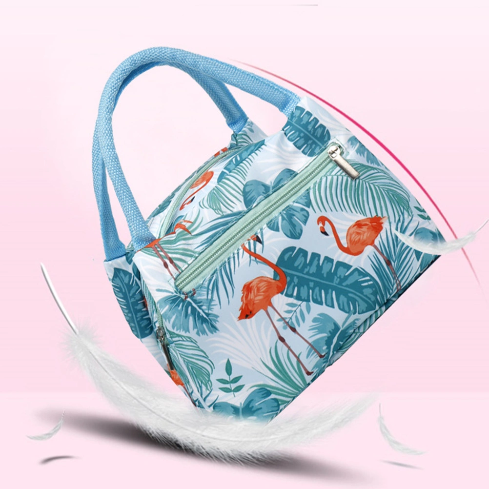 1PC Waterproof Lunch Tote Bag Insulated Lunch Bag Lunch Box Handbag Cooler Bag for Outdoor Camping Picnic (Flamingo)