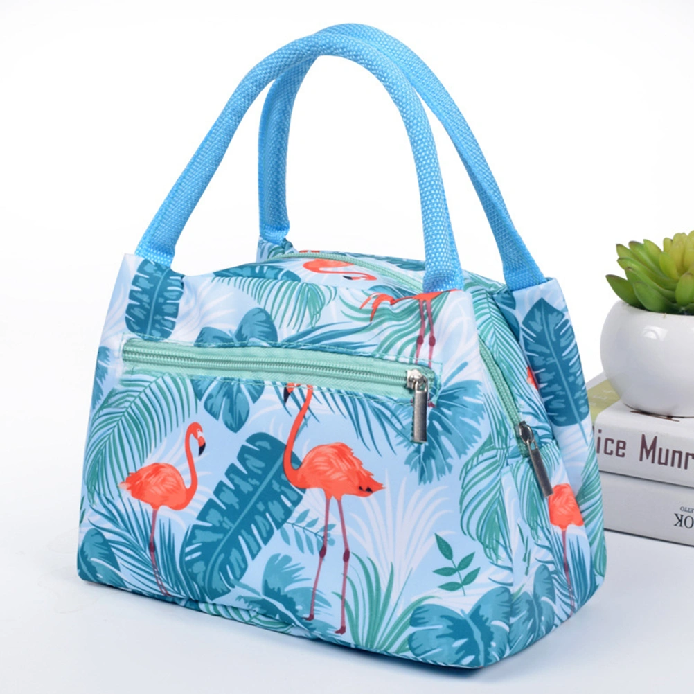 1PC Waterproof Lunch Tote Bag Insulated Lunch Bag Lunch Box Handbag Cooler Bag for Outdoor Camping Picnic (Flamingo)